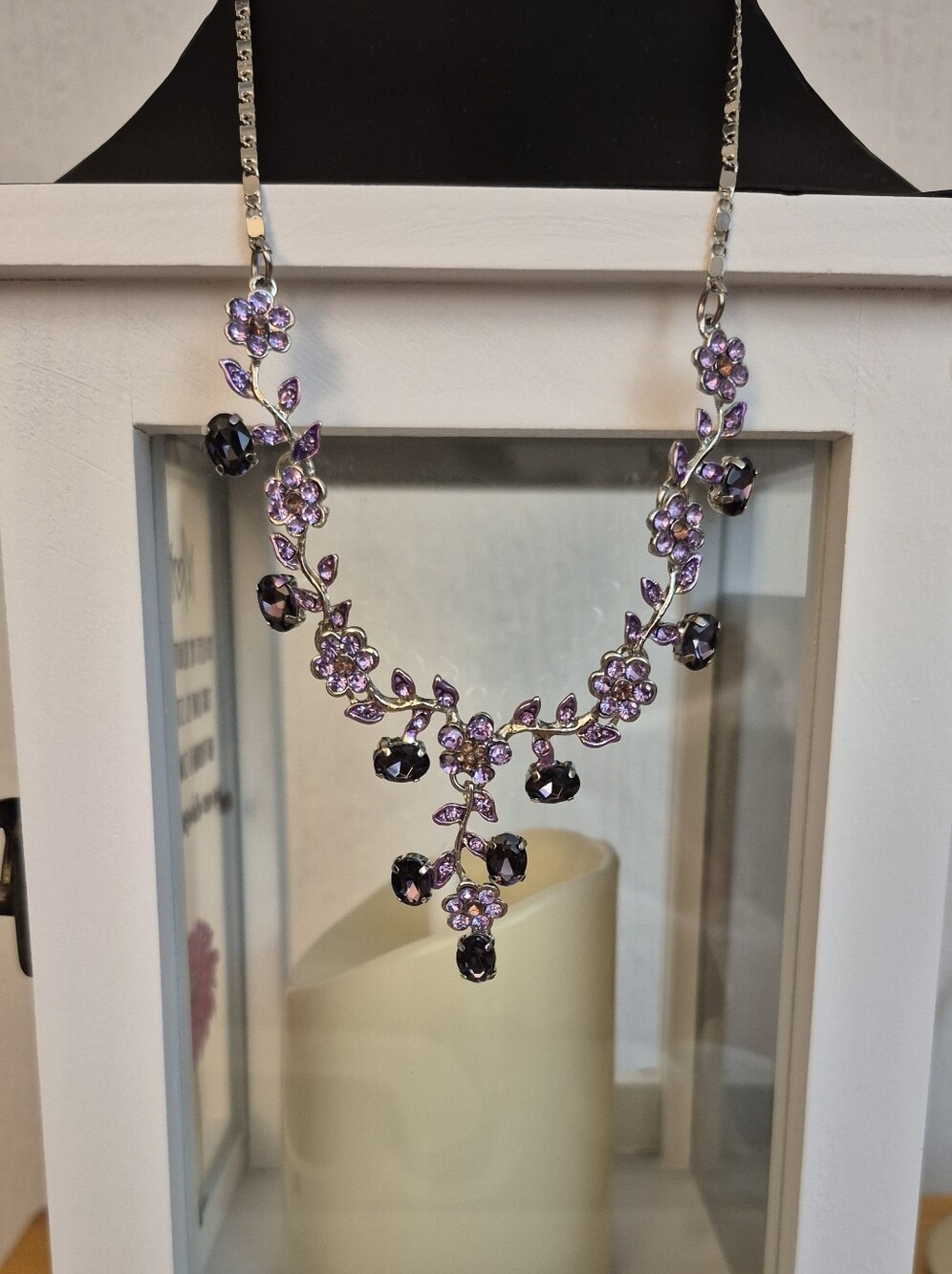 Purple Floral Crystal Necklace - Women Jewelry